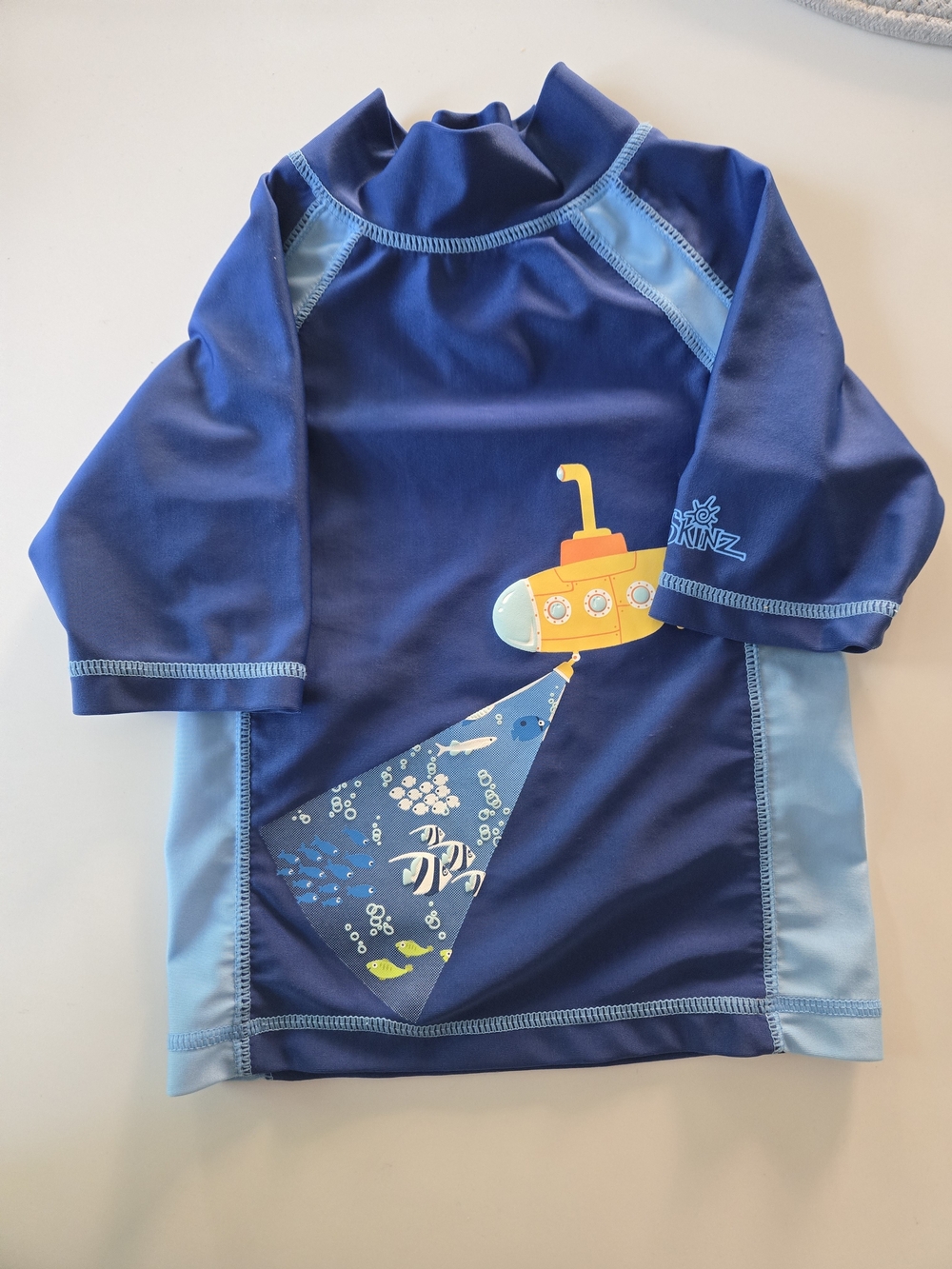 Kids Navy & Light Blue Submarine Rashguard Swim Shirt